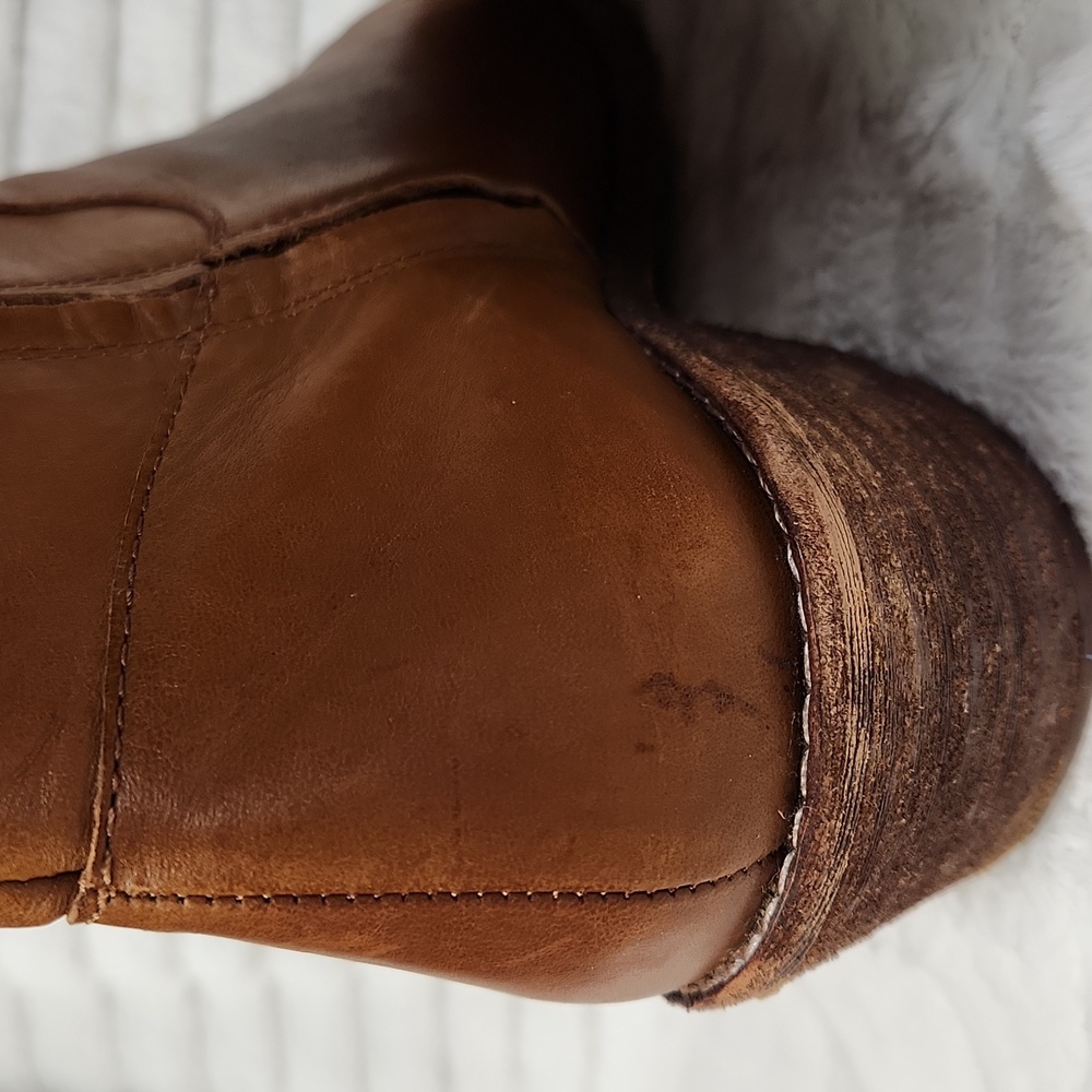 Madewell Charley Size 8.5 M Chestnut Brown Leather Booties Zip Cowboy Western - Picture 9 of 14